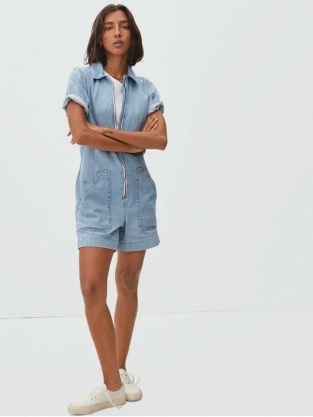 Everlane the Denim Short Coverall Small